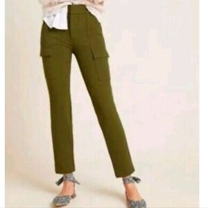 Anthropologie The Essential Slim Olive Khaki Moss Green Cargo Pant